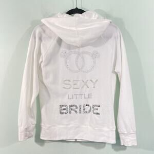 Victoria's Secret White "Sexy Little Bride" Embellished Full Zip Hoodie Size M